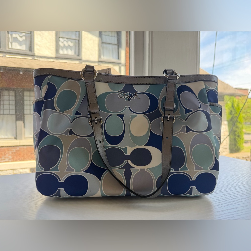 Vintage Coach Signature Scarf Print Tote